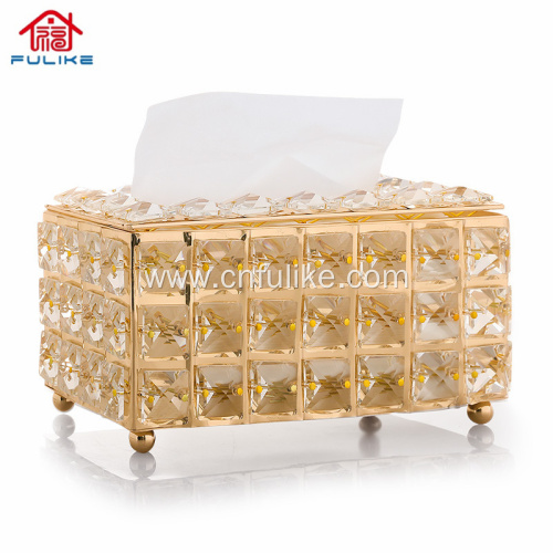 Light Luxury Crystal Art Tissue Box Creative Napkin Carton Storage Box of Living Room Desk Decorations